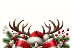 Coquette Christmas PNG, Reindeer Bow and Christmas Design Product Image 2