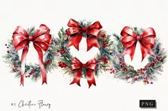 Watercolor Christmas Wreaths Clipart | Watercolor Christmas Product Image 1