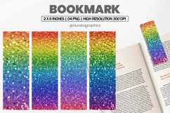 Rainbow Glitter Bookmark PNG, Bookmark Sublimation Product Image 1