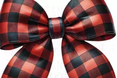 Christmas Buffalo Plaid Bow PNG, Sublimation Design, Festive Product Image 5
