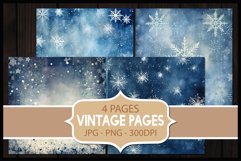 4 Vintage Winter Digital Papers I Junk Journal Pages Product Image 1