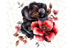 Gothic Floral PNG, Dark Aesthetic Flowers Clipart Print Product Image 3