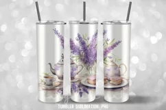 Afternoon Tea Shabby Chic Tumbler Wrap Sublimation Designs Product Image 3