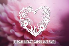 Paper Cut Floral Heart , Paper Cut Heart SVG Product Image 1