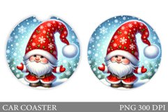 Christmas Gnome Car Coaster. Christmas Car Coaster Design Product Image 1