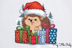 Christmas Hedgehog Clipart PNG Product Image 1