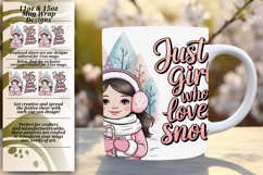 Cute 15oz Mug Wrap Png Artwork , Just A Girl Product Image 1