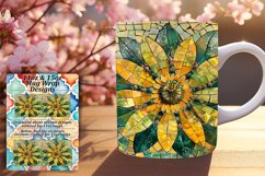 Glittery Mosaic Floral Mug Wrap Art 11oz 15oz Product Image 1