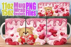Happy hearts sublimation mug wrap, Love Bear Product Image 1