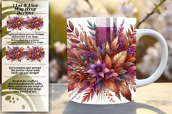 Beautiful 15oz Mug Wrap Png Design , Autumn Flower Product Image 1