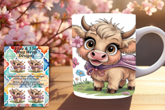 Glamorous 15oz Mug Wrap Png Design , Cute Cow Product Image 1