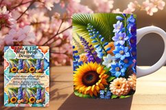 Stylish 11oz Mug Wrap Png Artwork , Flower Product Image 1