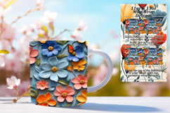 SLEEK 11oz PNG Mug Wrap Artwork , 3D Flower Product Image 1