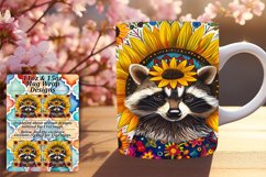 Mug Wrap Sublimation: Colorful Raccoon with Flowers Product Image 1