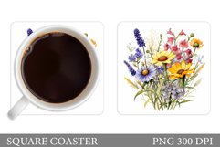 Wildflowers Coaster Design. Flowers Coaster Sublimation Product Image 1