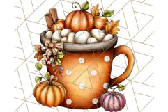 Fall Drink Clipart PNG, Cozy Autumn Cocoa and Latte Art Product Image 3