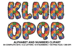 Autism Awareness Doodle Letters Puzzle Piece Alphabet PNG Product Image 3