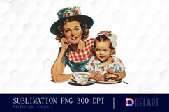 Retro American Mom Watercolor Clipart Product Image 1
