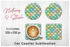 Puffy Mermaid Scales Design. Coaster Sublimation Template. Product Image 1