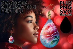 Charming TEARDROP Earrings Magic PNG, 3D Flower Product Image 1