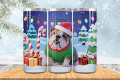 Winter Dog Christmas Snowflake PNG, Icy Tree 20oz Tumbler wr Product Image 1