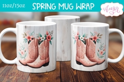 Spring mug wrap sublimation PNG, Cowboy boots mug png Product Image 2
