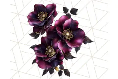 Gothic Floral PNG, Dark Aesthetic Flowers Clipart Print Product Image 3