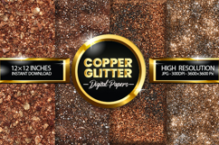 Copper Glitter Digital Papers - 04 variations Product Image 1