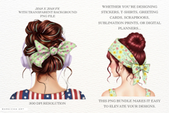 Messy Bun Spring Girls Clipart Product Image 2