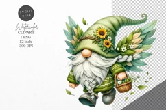 Gnome clipart, Gnome with sunflowers clipart, Summer clipart Product Image 1