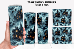 House Skinny Tumbler 20oz Wrap Design, Halloween Tumbler Product Image 1
