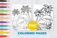 Dolphins in the tropics Coloring Pages | Coloring book Product Image 1