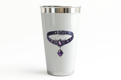 Gothic Leather Choker Gemstones Halloween PNG necklace Product Image 3