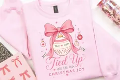 Tied Up In Christmas Joy PNG Sublimation Design - Pink Bow Product Image 5