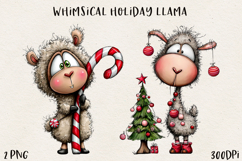 Whimsical Christmas Llama BUNDLE| Cute Holiday Llama PNG Product Image 8