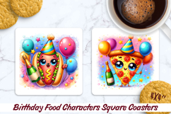 Birthday Food Square Coaster PNG 4x4, Sublimation BUNDLE. Product Image 8