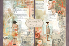 Floral scrapbook backgrounds. Shabby chic junk journal kit. Product Image 1