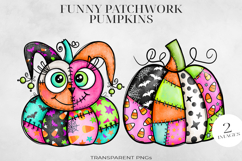 Patchwork Halloween Pumpkin PNG, Stitched Clipart Product Image 1
