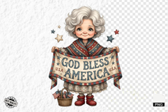 Whimsical Patriotic Grandma Clipart Product Image 1
