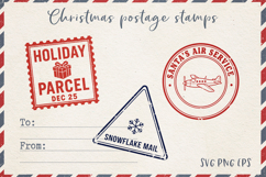 Vintage Christmas Postage Stamps | Retro Mail Labels SVG PNG Product Image 1