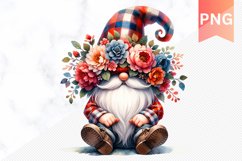 Floral Gnome Sublimation - Gnome Clipart Design Product Image 1