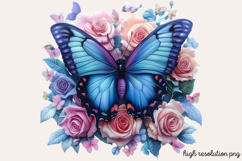 Butterfly Flowers Clipart PNG Product Image 1