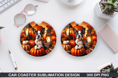 Halloween Dog Car Coaster Sublimation| Halloween Coaster PNG Product Image 1