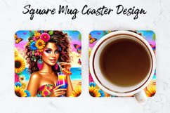 Girl Beach Life Mug coaster | Coaster | Sublimation Design Product Image 1