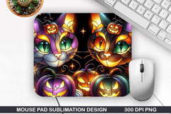 Halloween Cat Mouse Pad Sublimation, Halloween Mouse Pad PNG Product Image 1