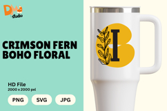 Crimson Fern Boho Floral Monogram Product Image 1