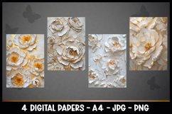 4 Beautiful 3D Flowers Digital Papers I Junk Journal Pages Product Image 2