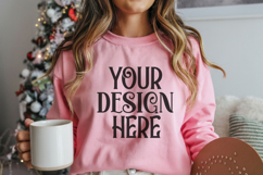 Christmas Gildan 18000 Light Pink Crewneck Sweatshirt Mockup Product Image 1