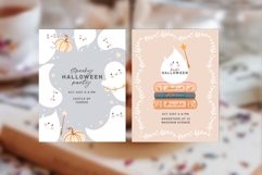 Cute Halloween Postcards. Vector Funny ghosts. Fall Template Product Image 3