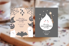 Cute Halloween Postcards. Vector Funny ghosts. Fall Template Product Image 3